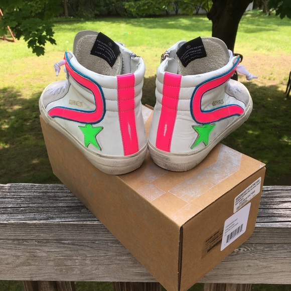 Golden Goose Slide Sneaker White Leather/Pink NIB - Picture 11 of 16